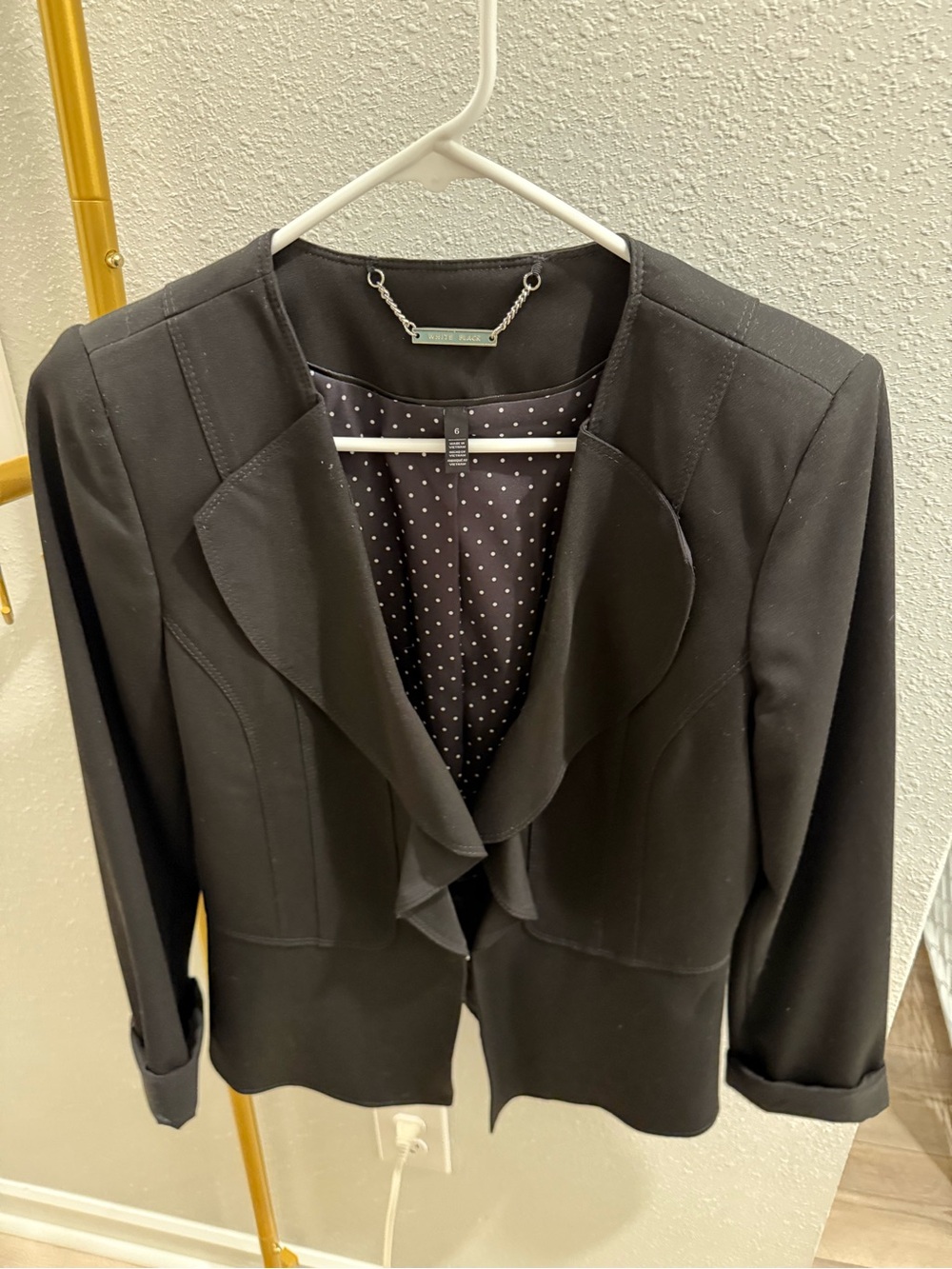 White House Black Market Black Ruffled Open-Front Blazer - Picture 5 of 7